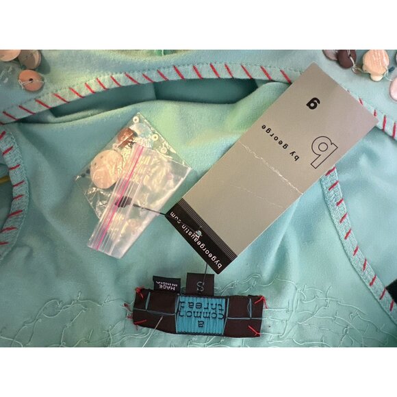 NWT A Common Thread Seafoam Green Sleeveless Dress w/Sequin & Shell Embellishmen - Picture 7 of 8